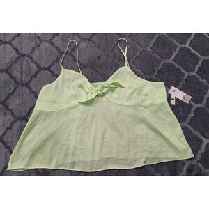 NWT BP Light Green Camisole Top With Adjustable Straps & Front Knot/Sz. 1X
